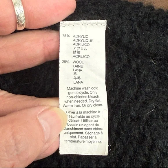 GAP Black Open Front Cardigan Sweater S | Argyle Knit Cozy Fall Winter Layer - Picture 6 of 7